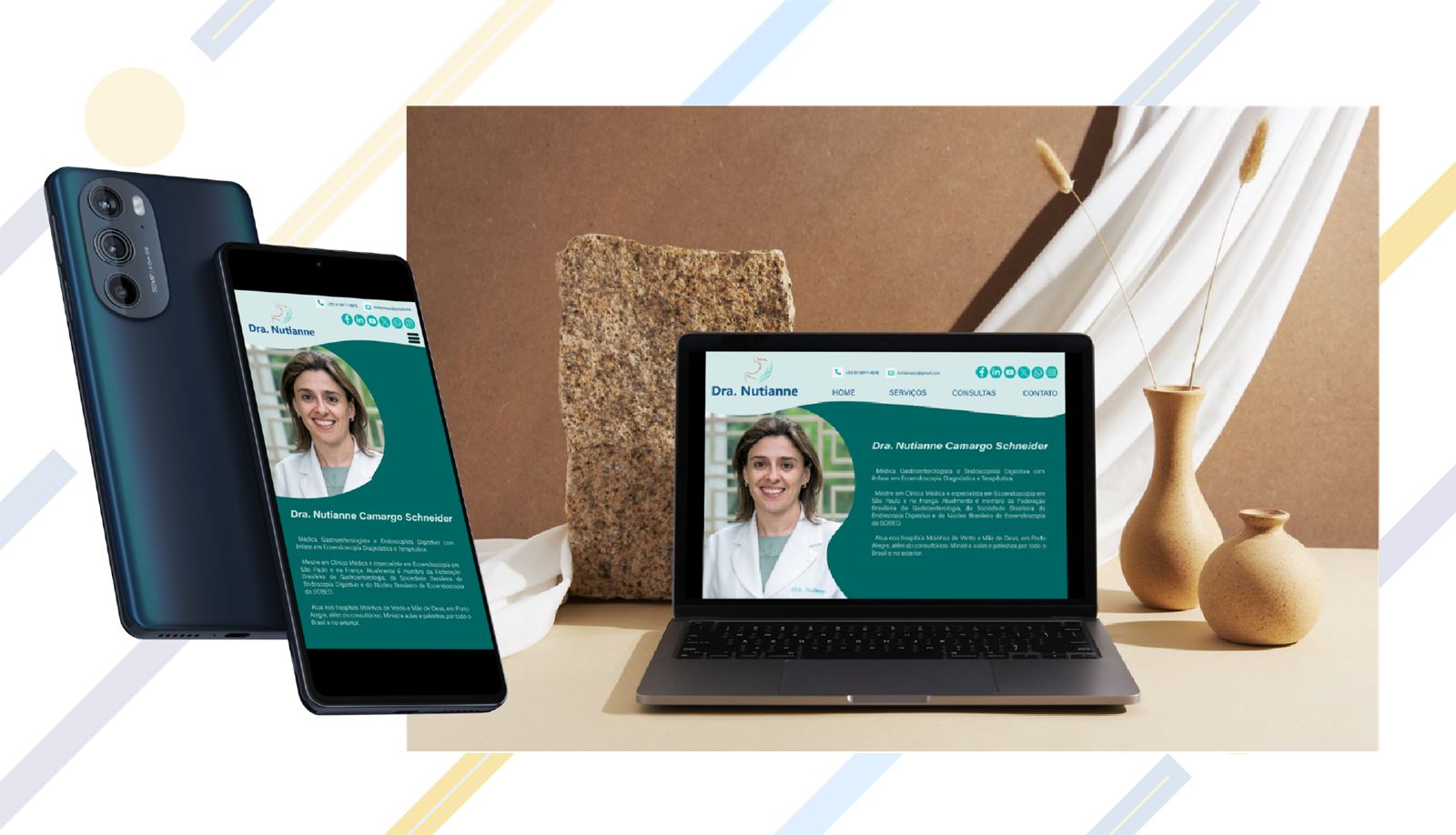 Projeto de Branding e Web Design para Dra. Nutianne, criado pela Conexão Z, agência de marketing digital